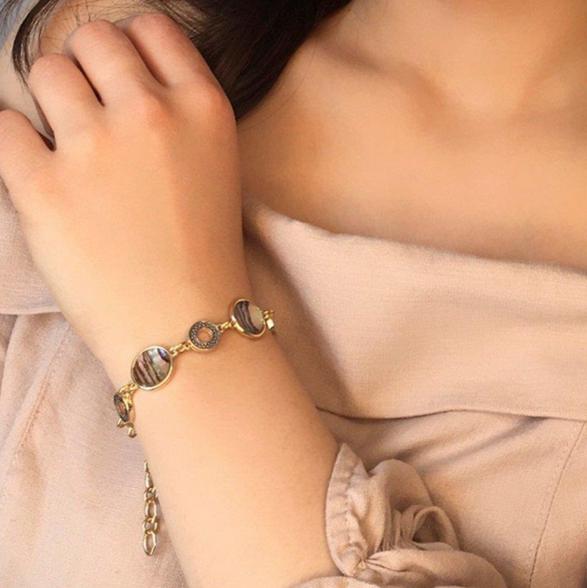 GOLD PLATED AND BLACK RHODIUM PLATED BRACELET