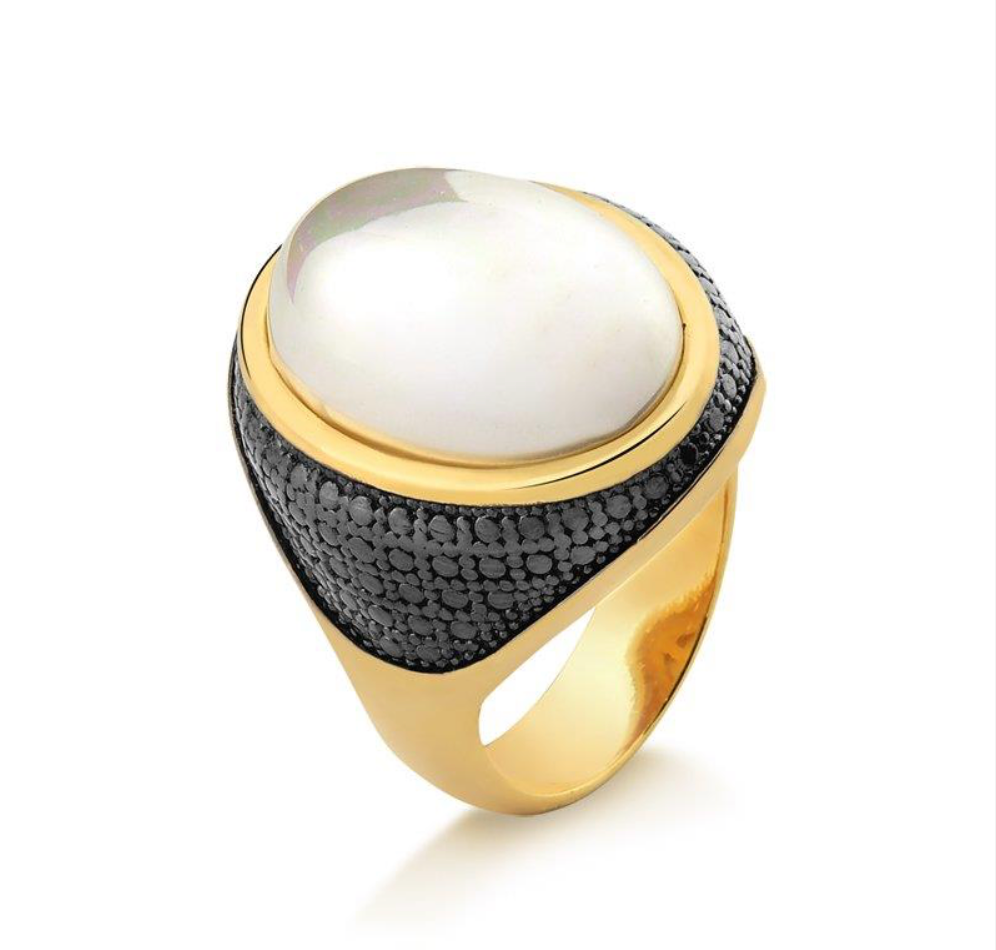 GOLD PLATED AND BLACK RHODIUM PLATED RING