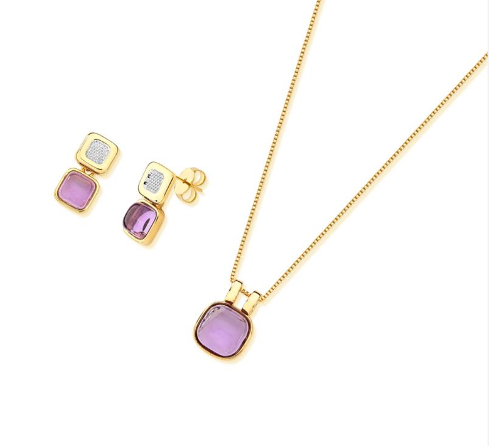 GOLD PLATED AND WHITE RHODIUM PLATED SET